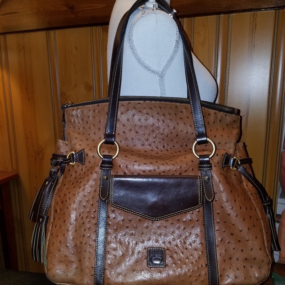 Dooney & Bourke Handbags - DOONEY BOURKE XL OSTRICH LEATHER SATCHEL